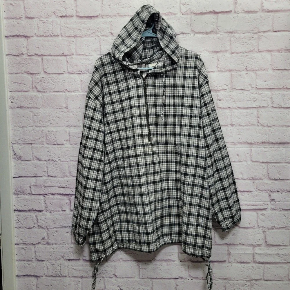 Faded Glory Plaid Hoodie Womens 26W/28W Pullover Lightweight Grunge Y2K Skater